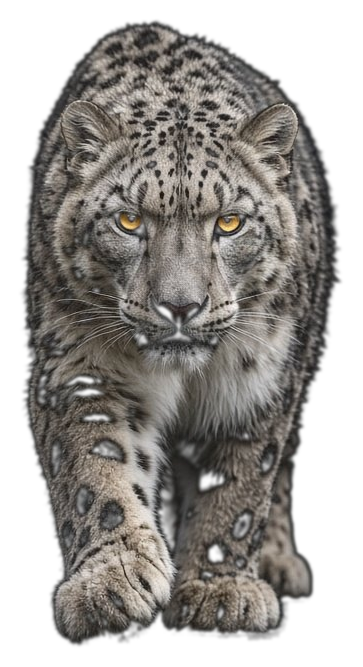 A snow leopard standing in darkness